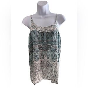 Floral Blue and White Tank Top